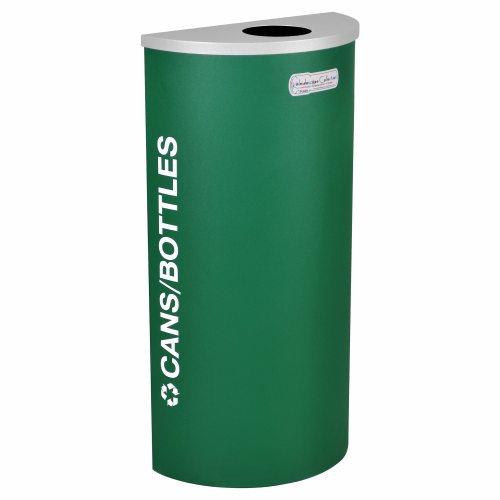 Ex-Cell Kaiser Kaleidoscope Collection Half Round recycling receptacle with Cans/Bottles decal - RC-KDHR-CEGX