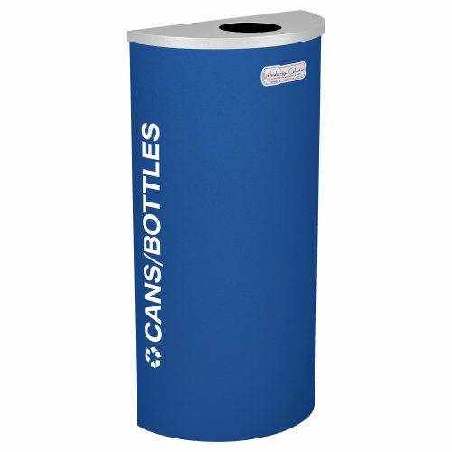 Ex-Cell Kaiser Kaleidoscope Collection Half Round recycling receptacle with Cans/Bottles decal - RC-KDHR-CRYX