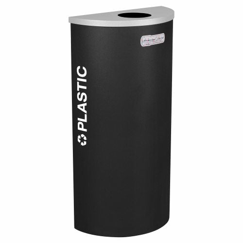 Ex-Cell Kaiser Kaleidoscope Collection Half Round recycling receptacle with Plastic decal - RC-KDHR-PLBLX