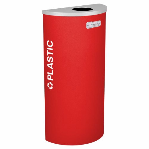 Ex-Cell Kaiser Kaleidoscope Collection Half Round recycling receptacle with Plastic decal - RC-KDHR-PLRBX
