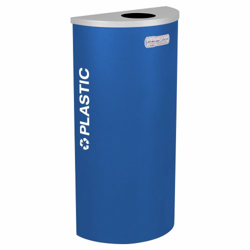 Ex-Cell Kaiser Kaleidoscope Collection Half Round recycling receptacle with Plastic decal - RC-KDHR-PLRYX