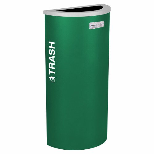 Ex-Cell Kaiser Kaleidoscope Collection Half Round recycling receptacle with Trash decal - RC-KDHR-TEGX