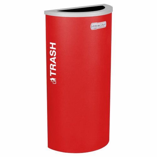 Ex-Cell Kaiser Kaleidoscope Collection Half Round recycling receptacle with Trash decal - RC-KDHR-TRBX