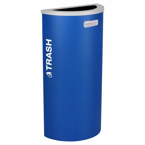 Ex-Cell Kaiser Kaleidoscope Collection Half Round recycling receptacle with Trash decal - RC-KDHR-TRYX