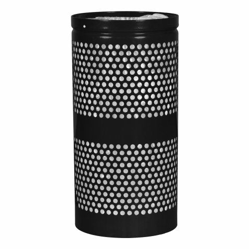 Ex-Cell Kaiser Landscape Series 34-gal perforated trash receptacle with retainer bands - WR-34RBLACK