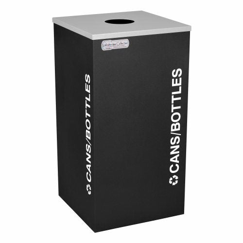 Ex-Cell Kaiser Kaleidoscope Collection Square recycling receptacle with Cans/Bottles decal - RC-KDSQ-CBLX