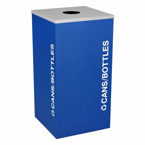 Ex-Cell Kaiser Kaleidoscope Collection Square recycling receptacle with Cans/Bottles decal - RC-KDSQ-CRYX