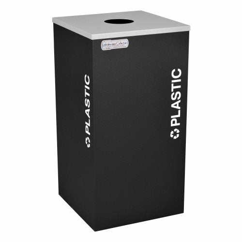 Ex-Cell Kaiser Kaleidoscope Collection Square recycling receptacle with Plastic decal - RC-KDSQ-PLBLX
