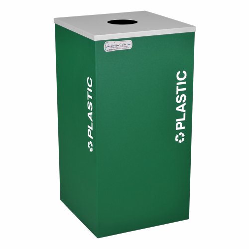Ex-Cell Kaiser Kaleidoscope Collection Square recycling receptacle with Plastic decal - RC-KDSQ-PLEGX