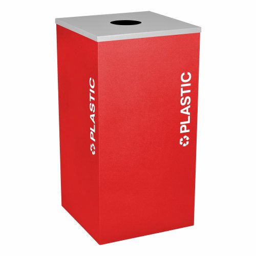 Ex-Cell Kaiser Kaleidoscope Collection Square recycling receptacle with Plastic decal - RC-KDSQ-PLRBX
