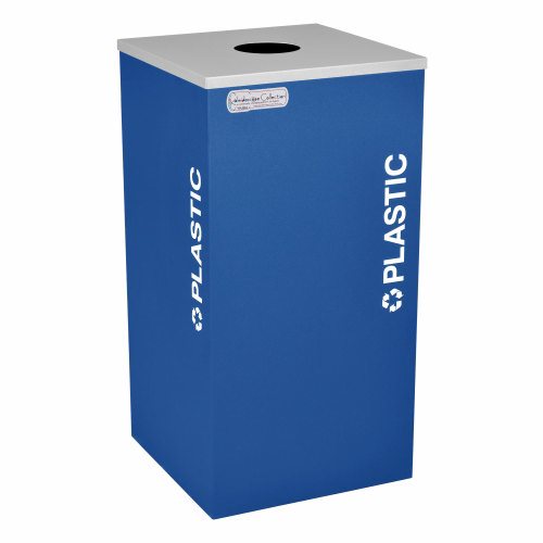Ex-Cell Kaiser Kaleidoscope Collection Square recycling receptacle with Plastic decal - RC-KDSQ-PLRYX
