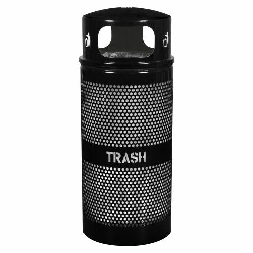 Ex-Cell Kaiser Landscape Series 34-gal perforated Trash Receptacle - WR-34RDMBLACK