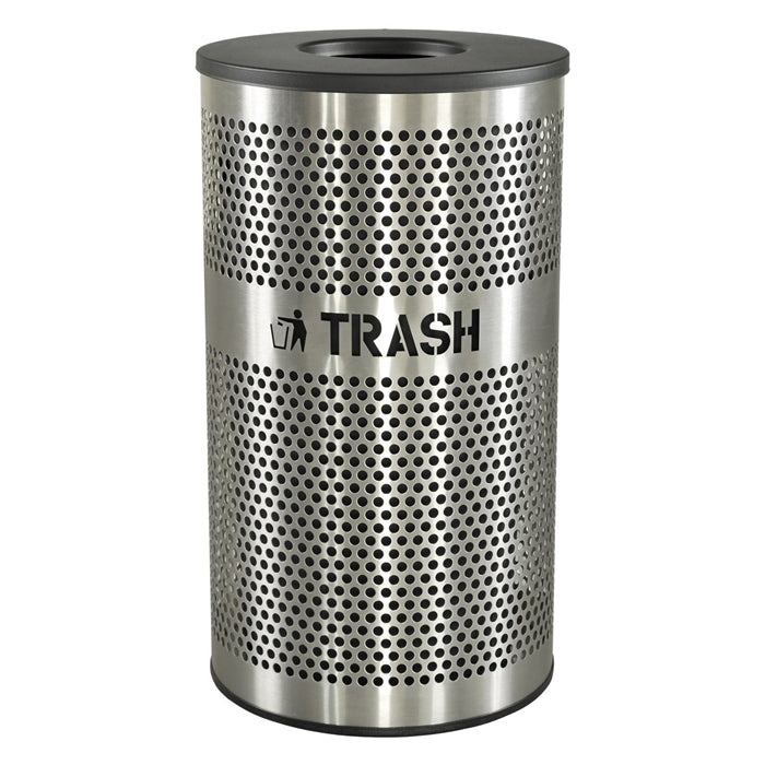 Ex-Cell Kaiser Venue Collection Perforated Stainless Steel TRASH Receptacle - VCT-33PERFSS