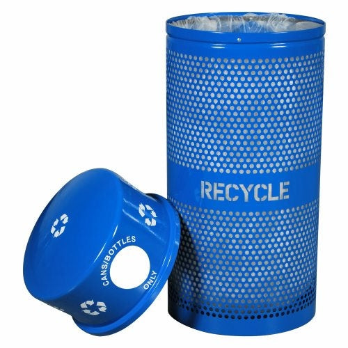 Ex-Cell Kaiser Landscape Series 34-gal perforated CANS Recycling Receptacle - RC-34RDMCANSRBL