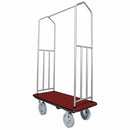 Ex-Cell Kaiser Chrome Hotel Cart, red carpeted deck with black bumper and 8" grey poly casters - 780CHRRED/PLY
