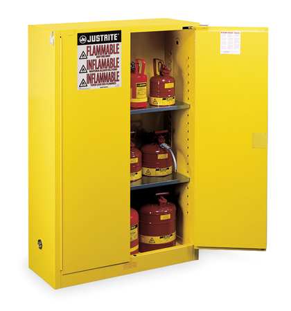 Justrite Safety Cabinet, Self Close, 2 Door, 45 Gal - 894520