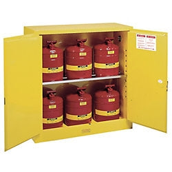 Justrite Safety Cabinet And Cans, Includes 6 Cans - 8930208
