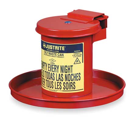Justrite 1/2 Gal Bench Top Can, Galvanized Steel - 9400