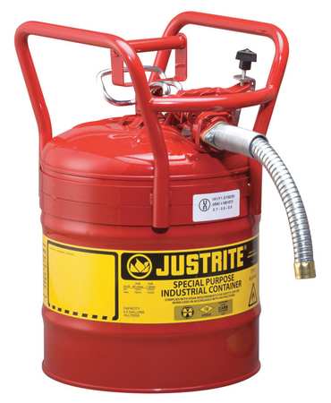 Justrite Safety Can, Dot Type II, 5 Gallon, Red - 7350130