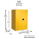 Justrite Safety Cabinet, Yellow, 2-Drum, 110 Gal. - 899170