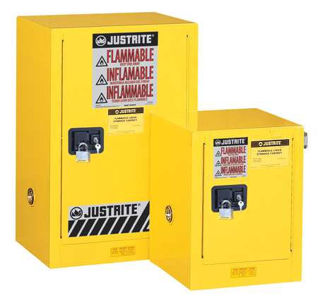Justrite Safety Cabinet, 4 Gal., Manual, White - 890425