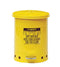 Justrite 10 Gal Oily Waste Can, Yellow - 9301