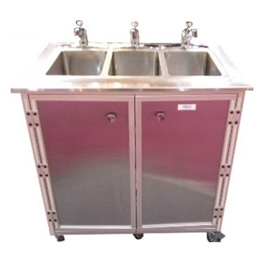 Monsam NS-003SS NSF Certified All Stainless Steel 3 Bowl Portable Sink