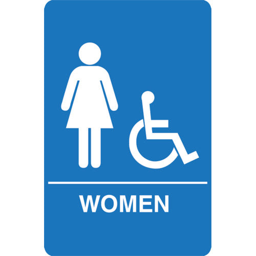 Palmer Fixture ADA compliant Restroom Sign-BL---WOMEN RESTROOM, IS1004-15, Blue 6