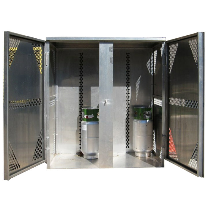 Securall LP16-VERTICAL 16 Cyl. Vertical Standard 2-Door for Aluminum Cabinet for Storing LP & Oxygen Gas Cylinders, New Part Number: LP16S-Vertical