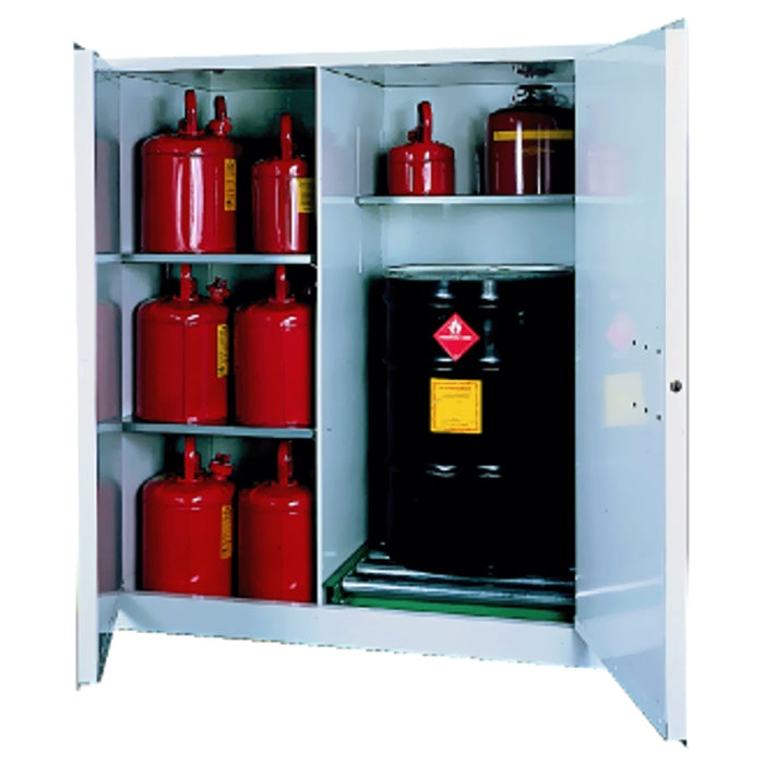 Securall V1500 115 Gal. Ver. Self-Latch Standard 2-Door for Cabinet for Storing Flammables in Drums - Indoor Use Only