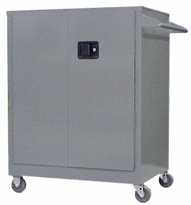 Securall SW242 Self-Latch Standard 2-Door / Counter High Cabinet w/ casters (2 rigid, 2 swivel) for Industrial Singewall Cabinet for Storing General Office Supplies