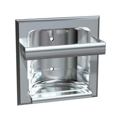 ASI 0410-Z, Soap Dish w/Round Bar, Recessed, Chrome Plated Zamak