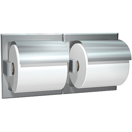 ASI 74022-HSD Toilet Tissue Holder - Double, Hooded - Satin Stainless Steel - Dry Wall (ASI 39 Dry Wall Clamp & ASI R-009 Theft Resistant Spindles Not Included - Please Order Separately as Needed)