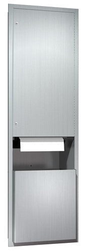 ASI 046921AC-6 Automatic Roll Paper Towel Dispenser & Waste Receptacle, 110-240VAC, Semi Recessed