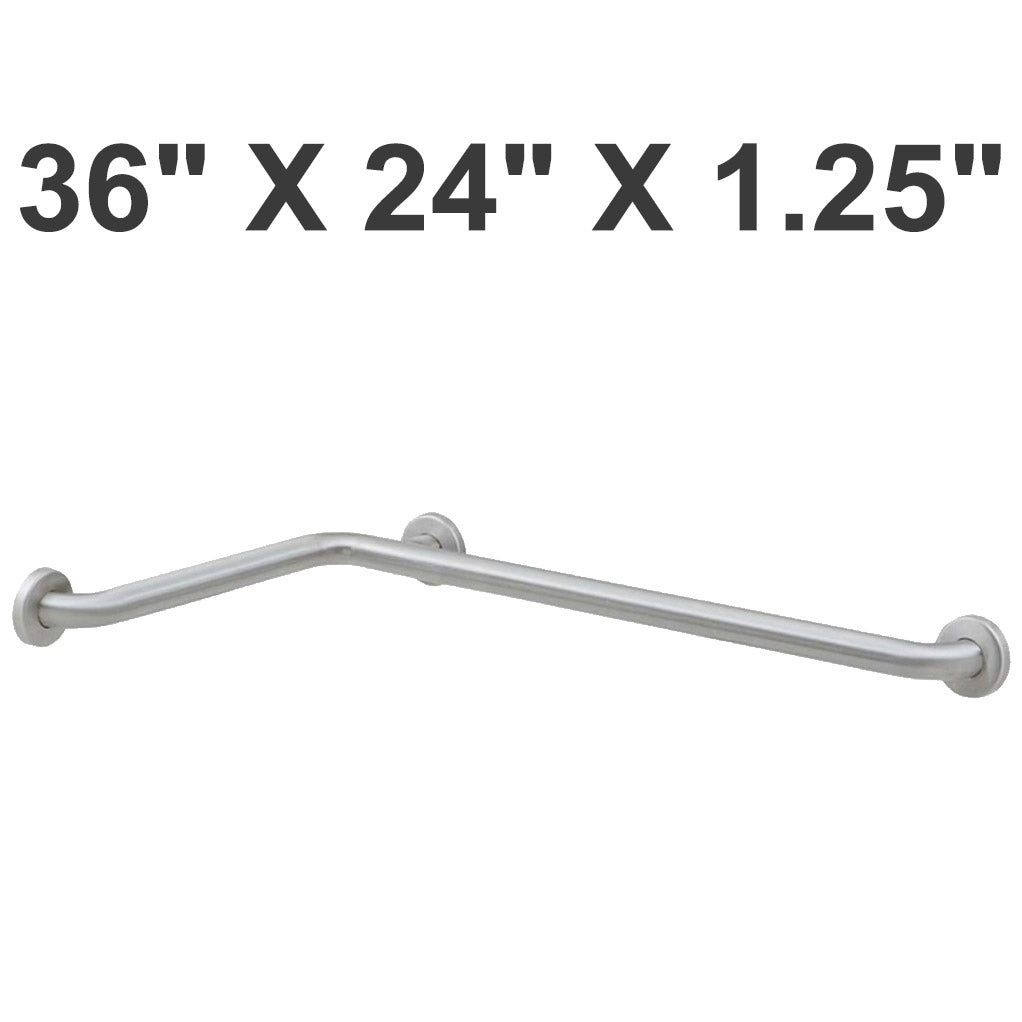 Bobrick B-58616.99 (36 x 24 x 1.25) Grab Bar for Two Wall Tub/Shower/Toilet Compartment