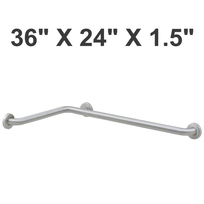 Bobrick B-68616.99 (36 x 24 x 1.5) Grab Bar for Two Wall Toilet Compartment/Tub/Shower