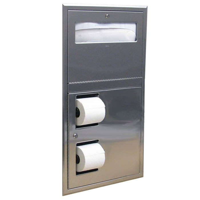 Bobrick B-34745 Recessed Seat-Cover Dispenser and Toilet Tissue Dispenser