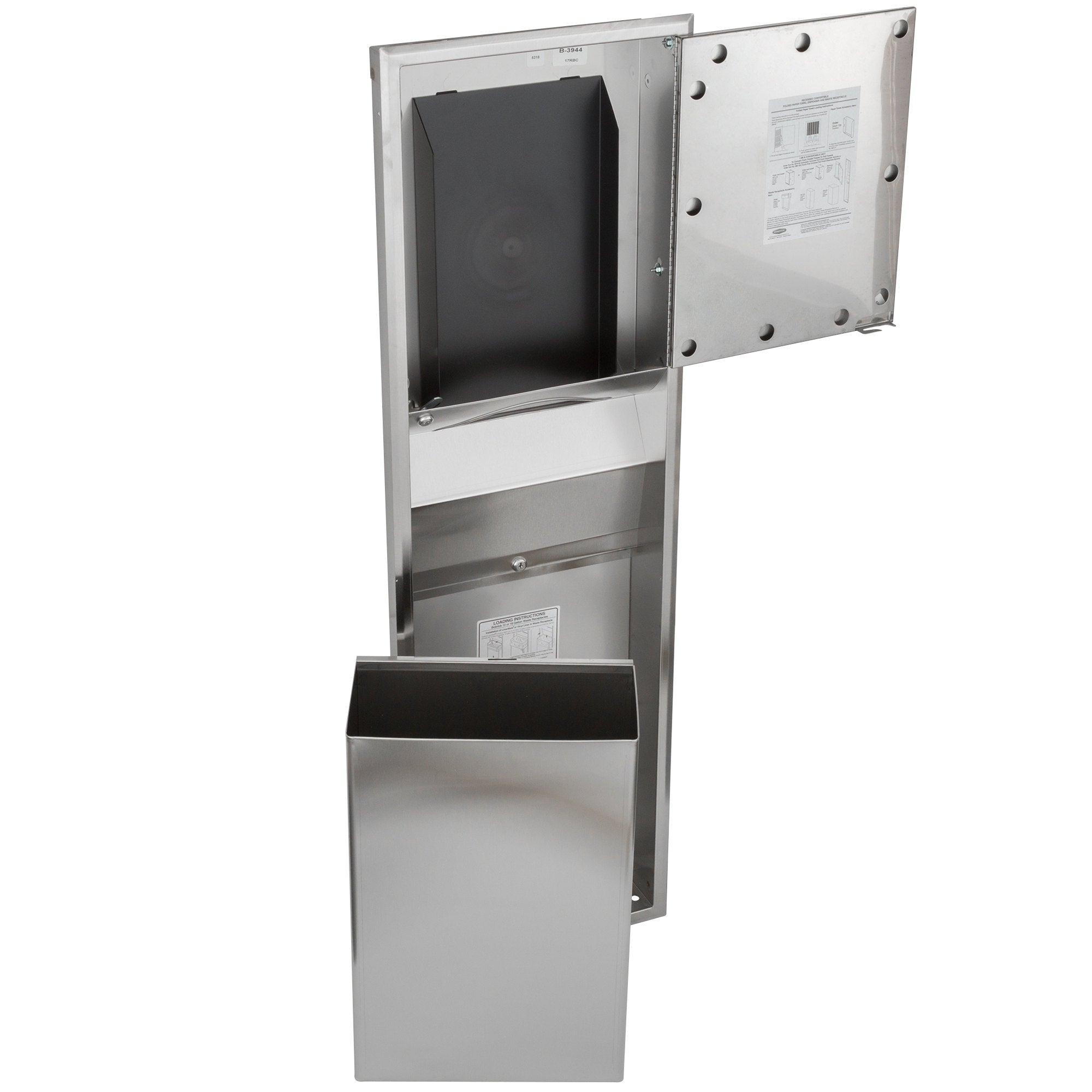 Bobrick B-3944 Recessed Paper Towel Dispenser/Waste Receptacle