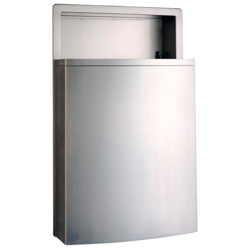 Bobrick B-43644 Restroom Waste Receptacle, Stainless Steel, Recessed