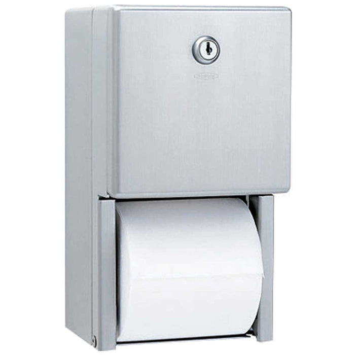 Double toilet paper roll holder for portable toilets.Grey plastic holder