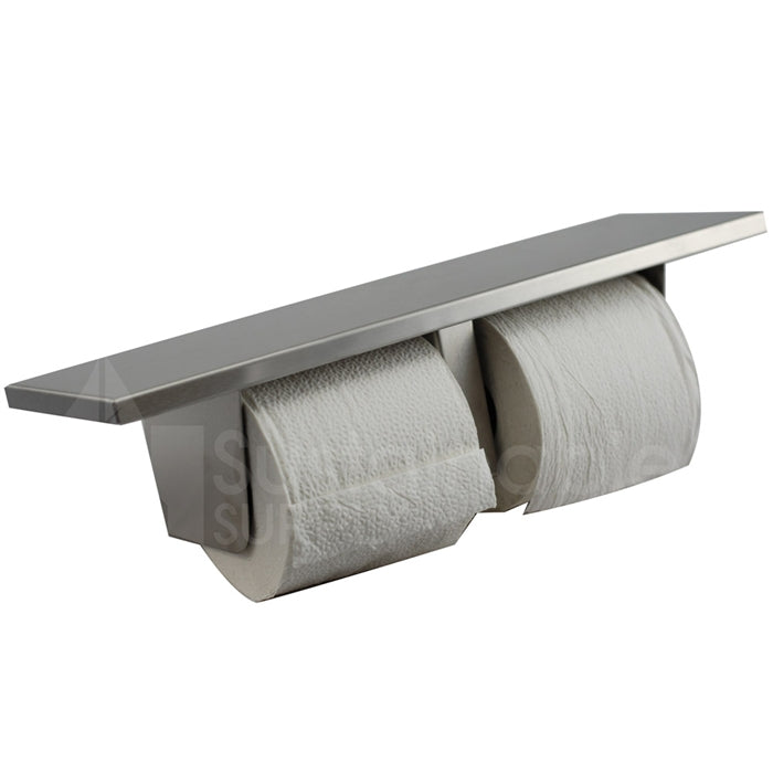 Bobrick B-2840 Two-Roll Restroom Toilet Paper Dispenser Utility Shelf