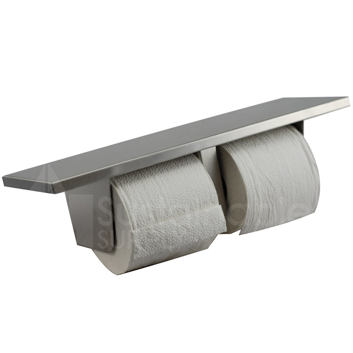 Double Toilet Paper Holder with Shelf, Commercial Toilet Paper