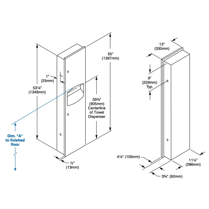 Bradley Towel/Waste Unit, 2027-00, Multi-Fold or C-Fold