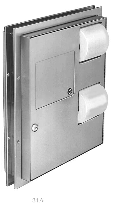 Bradley 594 Toilet Tissue Dispenser Sanitary Napkin Disposal Combo Unit