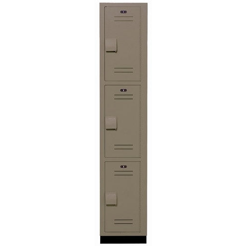 Bradley Plastic Locker, 12X15X72  3 Tier, 30% Pre-Consumer Recycled HDPE