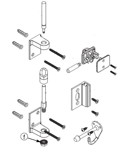 Bradley Partition Inswing Door Hardware Kit, Flat Hinge, Stike/Keeper, ZD1-FSH