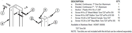 Bradley Restroom Partition Stainless Steel Bracket Ending Panel Hardware Kit, HDWT-S0056