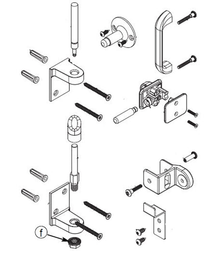 Toilet Partition Steel Door Hardware Kit, Flat Hinge, Out swing, SD2-FH