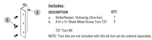 Bradley Toilet Partition One Ear Strike/Keeper, Out Swing , HDWP-A0121