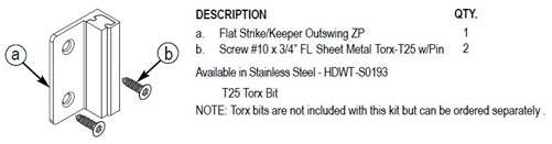 Bradley Toilet Partition Stainless Steel Flat Strike/Keeper, Out Swing, HDWT-S0193
